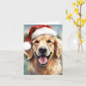 Gouden Retriever Kerst borstel schilderij kunstwer Kaart (Gele Bloem)