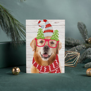 Gouden Retriever Kerst Bril Hoed Sjaal Grappig Feestdagenkaart