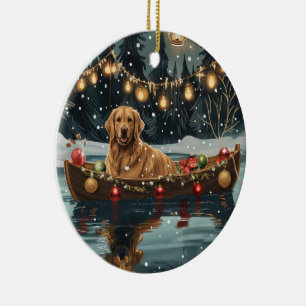 Gouden Retriever Kerst Feestelijke Reis Keramisch Ornament