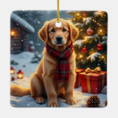 Gouden Retriever Kerst Kunst Keramisch Ornament (Achterkant)