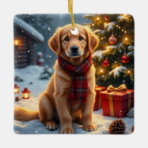 Gouden Retriever Kerst Kunst Keramisch Ornament