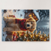 Gouden Retriever Kerst Kunst Legpuzzel (Horizontaal)