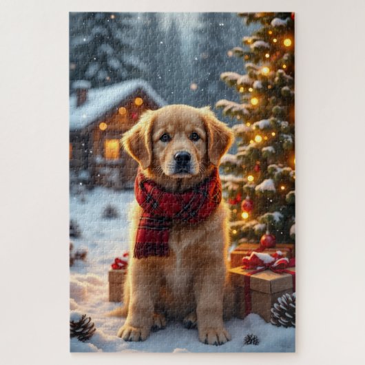 Gouden Retriever Kerst Kunst Legpuzzel (Verticaal)