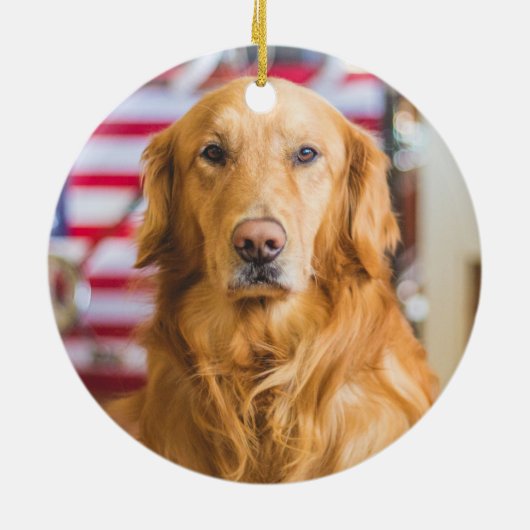 Gouden Retriever Kerst Ornament Voeg uw foto toe (Achterkant)