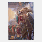 Gouden Retriever Kerst Seizoen Theedoek (Verticaal)