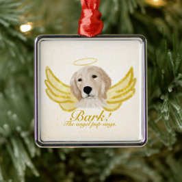 Gouden Retriever Kerstbal Rond Metalen Ornament