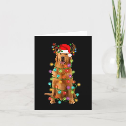 Gouden Retriever Kerstboom Lichten Pyjama Hond Kaart (Voorkant)
