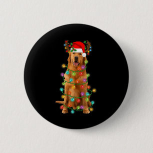 Gouden Retriever Kerstboom Lichten Pyjama Hond Ronde Button 5,7 Cm