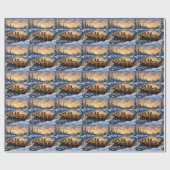 Gouden Retriever Kerstboot Vakantie Cadeaupapier (Vlak)