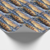 Gouden Retriever Kerstboot Vakantie Cadeaupapier (Hoek)