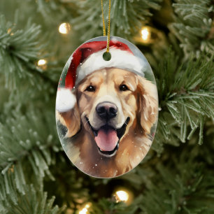 Gouden Retriever Kerstborstel schilderen kunstwerk Keramisch Ornament