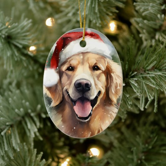 Gouden Retriever Kerstborstel schilderen kunstwerk Keramisch Ornament (Boom)
