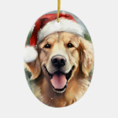 Gouden Retriever Kerstborstel schilderen kunstwerk Keramisch Ornament (Voorkant)