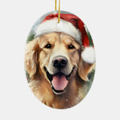 Gouden Retriever Kerstborstel schilderen kunstwerk Keramisch Ornament (Achterkant)