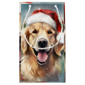 Gouden Retriever Kerstborstel schilderen kunstwerk Klein Cadeauzakje (Achterkant)