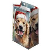 Gouden Retriever Kerstborstel schilderen kunstwerk Klein Cadeauzakje (Voorkant Gekanteld)