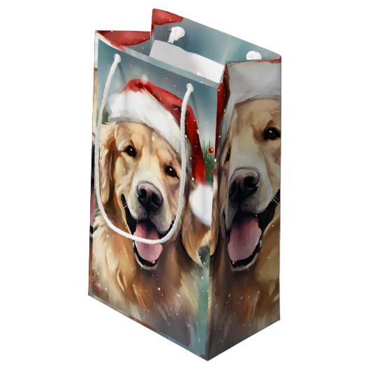 Gouden Retriever Kerstborstel schilderen kunstwerk Klein Cadeauzakje (Achterkant Gekanteld)