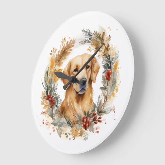 Gouden Retriever Kerstkrans Feestelijke Pup Grote Klok (Hoek)