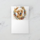 Gouden Retriever Kerstkrans Feestelijke Pup Kaart (Binnen)