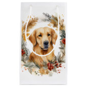 Gouden Retriever Kerstkrans Feestelijke Pup Klein Cadeauzakje (Voorkant)
