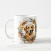 Gouden Retriever Kerstkrans Feestelijke Pup Koffiemok (Links)