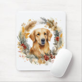 Gouden Retriever Kerstkrans Feestelijke Pup Muismat (Met muis)