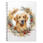 Gouden Retriever Kerstkrans Feestelijke Pup Notitieboek (Voorkant)