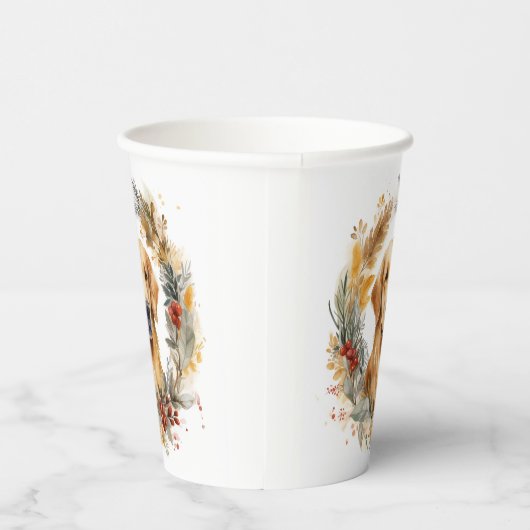 Gouden Retriever Kerstkrans Feestelijke Pup Papieren Bekers (Rechts)