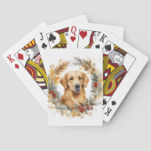 Gouden Retriever Kerstkrans Feestelijke Pup Pokerkaarten (Achterkant)