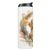 Gouden Retriever Kerstkrans Feestelijke Pup Thermosbeker (Gedraaid links)