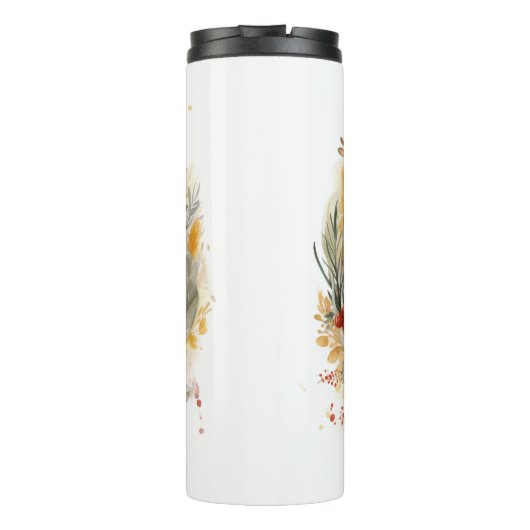 Gouden Retriever Kerstkrans Feestelijke Pup Thermosbeker (Achterkant)