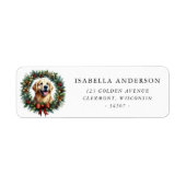 Gouden Retriever Kerstkrans Retouradres Etiket (Voorkant)