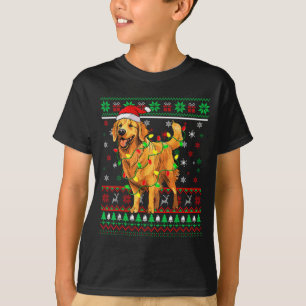 Gouden Retriever Kerstman Hoed Boom Lichtjes P T-shirt
