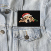 Gouden Retriever Kerstman Hoed Hond Kerstmis Button (Insitu)