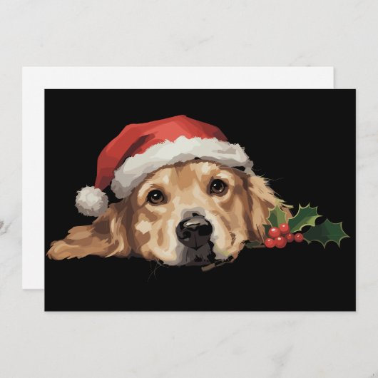Gouden Retriever Kerstman Hoed Hond Kerstmis Feestdagenkaart (Voorkant / Achterkant)