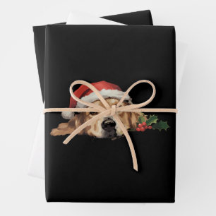 Gouden Retriever Kerstman Hoed Hond Kerstmis Inpakpapier Vel