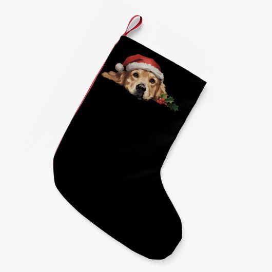 Gouden Retriever Kerstman Hoed Hond Kerstmis Kleine Kerstsok (Voorkant (Hangend))