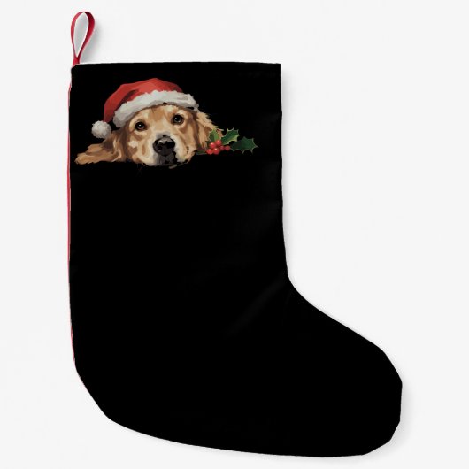 Gouden Retriever Kerstman Hoed Hond Kerstmis Kleine Kerstsok (Voorkant)