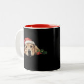 Gouden Retriever Kerstman Hoed Hond Kerstmis Tweekleurige Koffiemok (Voorkant links)