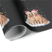 Gouden Retriever Kerstman Hoed Rendier  Cadeaupapier (Rol Hoek)