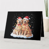 Gouden Retriever Kerstman Hoed Rendier Kaart (Voorkant)