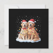 Gouden Retriever Kerstman Hoed Rendier Kaart (Voorkant)