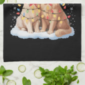 Gouden Retriever Kerstman Hoed Rendier Theedoek (Gevouwen)