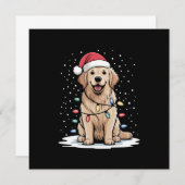 Gouden Retriever Kerstman Kerstboom Lichtjes Kerst Kaart (Voorkant / Achterkant)