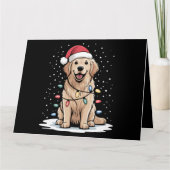 Gouden Retriever Kerstman Kerstboom Lichtjes Kerst Kaart (Voorkant)