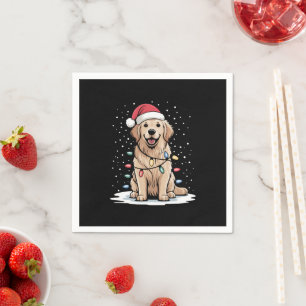 Gouden Retriever Kerstman Kerstboom Lichtjes Kerst Servet