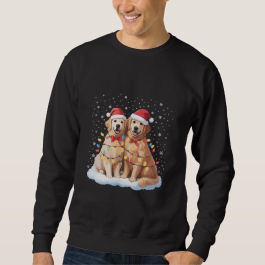 Gouden Retriever Kerstman Sinterklaas Hoed Rendier Trui (Voorkant)