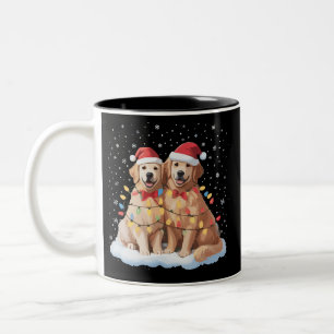 Gouden Retriever Kerstman Sinterklaas Hoed Rendier Tweekleurige Koffiemok