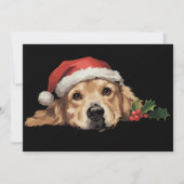 Gouden Retriever Kerstmis Kerstman Hoed Hond Kerst Feestdagenkaart (Voorkant)