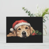 Gouden Retriever Kerstmis Kerstman Hoed Hond Kerst Feestdagenkaart (Staand voorkant)